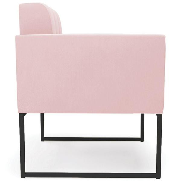 Imagem de Poltrona Decorativa Base Industrial Preto Ana Suede Rosa Bebê