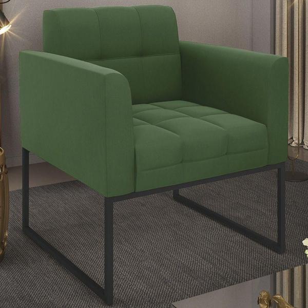 Imagem de Poltrona Decorativa Base Industrial Preto Ana Suede Verde