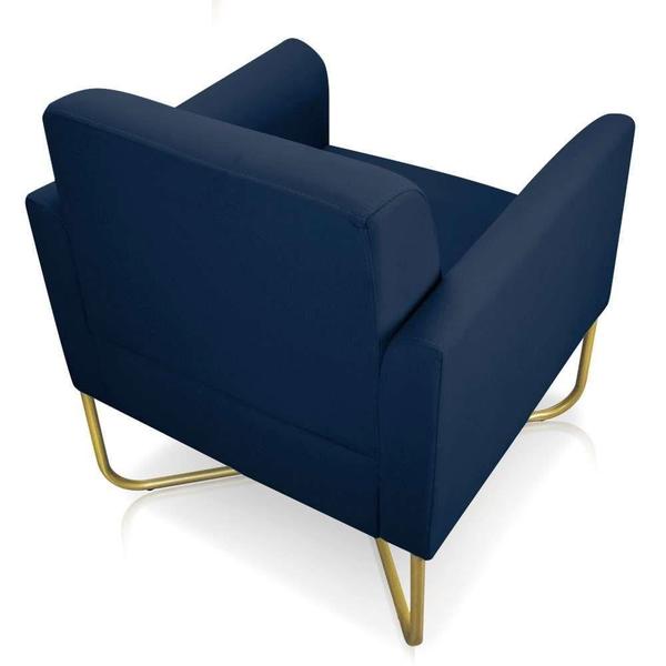 Imagem de Poltrona Decorativa Base Industrial X Dourada Maressa S01 Suede Azul Marinho