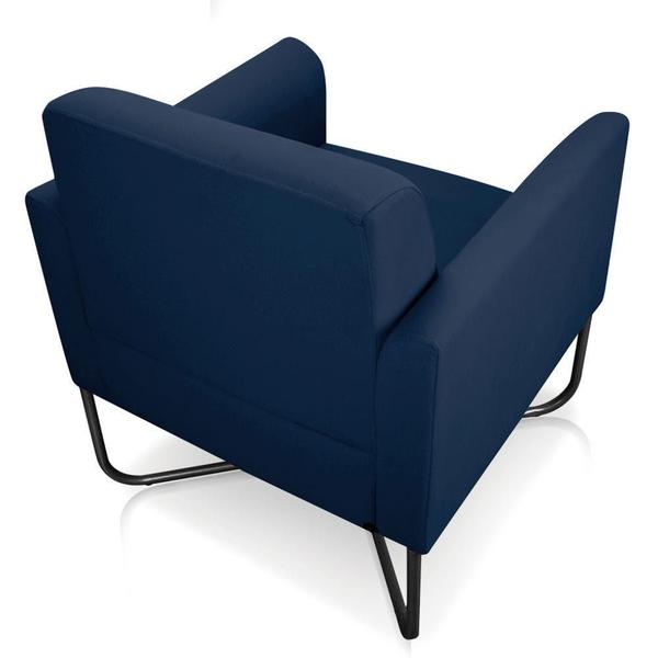 Imagem de Poltrona Decorativa Base Industrial X Preta Maressa S01 Suede Azul Marinho