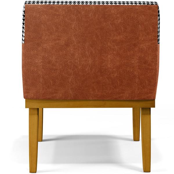 Imagem de Poltrona Decorativa Base Mel Beatriz W01 Suede Pied Poule material sintético Camel - Lyam Decor