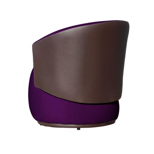 Imagem de Poltrona Decorativa Beatriz Orgânica Composê Couro Marrom Veludo Roxo Ms Decor