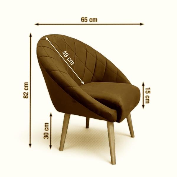 Imagem de Poltrona Decorativa Bela Para Sala de Estar Quarto Recepção com Encosto Arredondado e Costura Geométrica