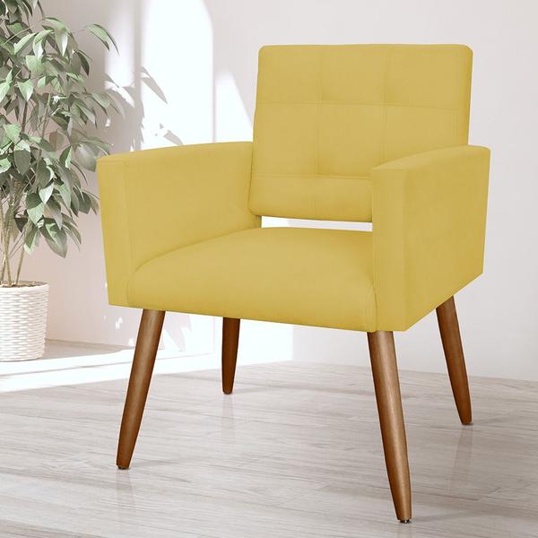 Imagem de Poltrona Decorativa Camila Pés Palito Suede Amarelo - DS Estofados