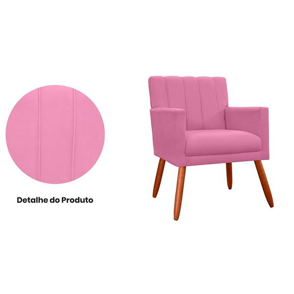 Imagem de Poltrona Decorativa Cecilia Pés Palito Suede Rosa - DS Estofados