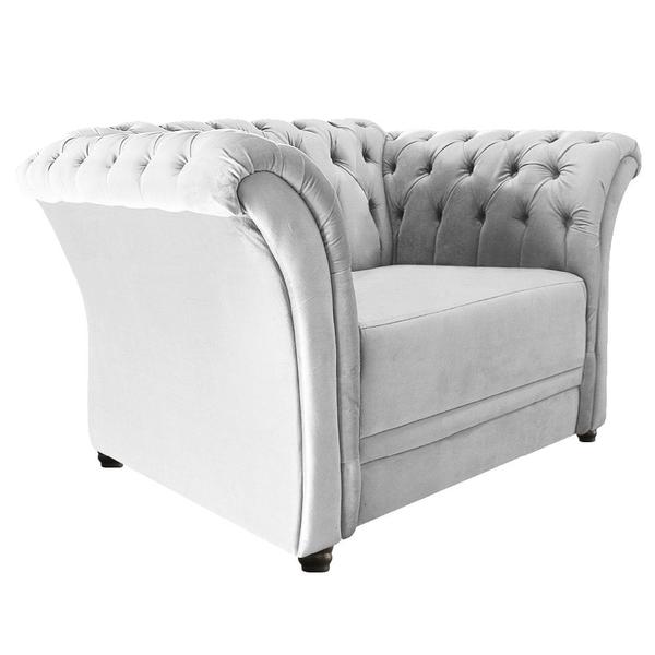 Imagem de Poltrona Decorativa Chesterfield Sofia Suede Branco Capitonê - Amarena Móveis