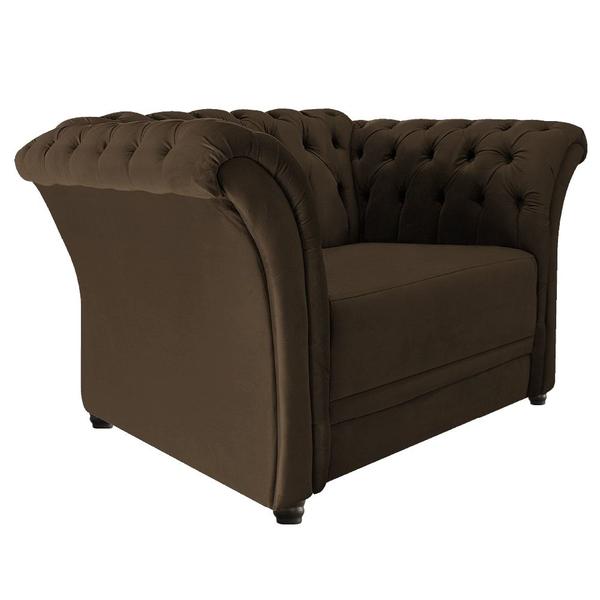 Imagem de Poltrona Decorativa Chesterfield Sofia Suede Marrom Capitonê - Amarena Móveis