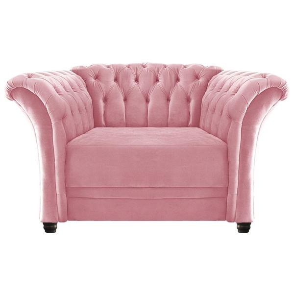 Imagem de Poltrona Decorativa Chesterfield Sofia Suede Rosa Bebê Capitonê - Amarena Móveis