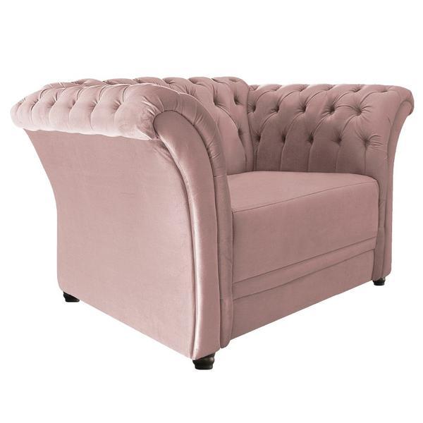 Imagem de Poltrona Decorativa Chesterfield Sofia Suede Rosê Capitonê - Amarena Móveis