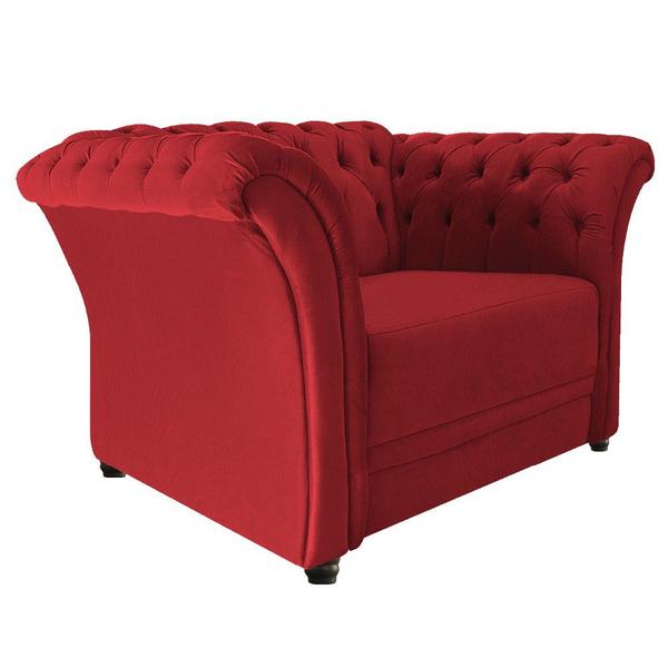 Imagem de Poltrona Decorativa Chesterfield Sofia Suede Vermelho - Doce Sonho Móveis