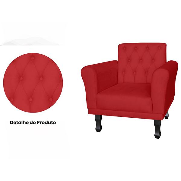 Imagem de Poltrona Decorativa Classic Capitonê Suede Diversas Cores - DS Estofados