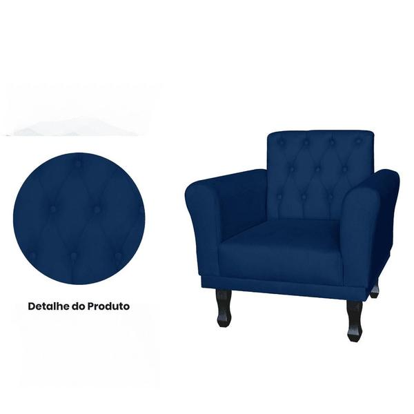 Imagem de Poltrona Decorativa Classic Pés Luis XV Suede Azul Marinho - DS Estofados