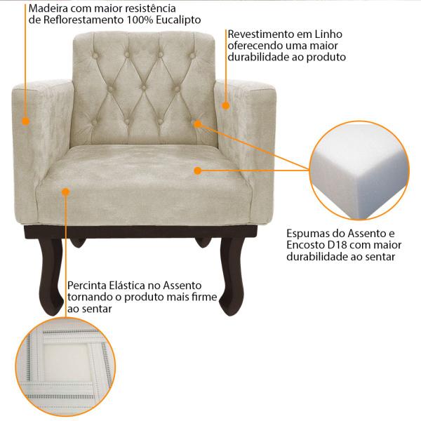 Imagem de Poltrona Decorativa Classic Pés Luiz XV Linho - Amarena Móveis