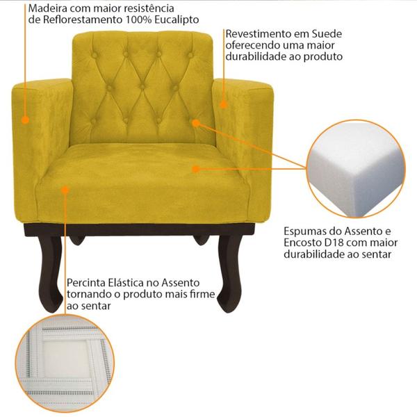 Imagem de Poltrona Decorativa Classic Suede Amarelo - AM Decor