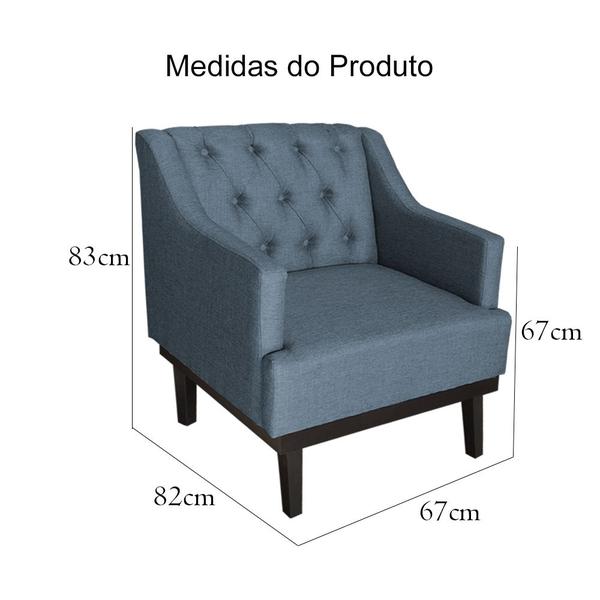 Imagem de Poltrona Decorativa Clássica Com Base Madeira Linho - DS Estofados