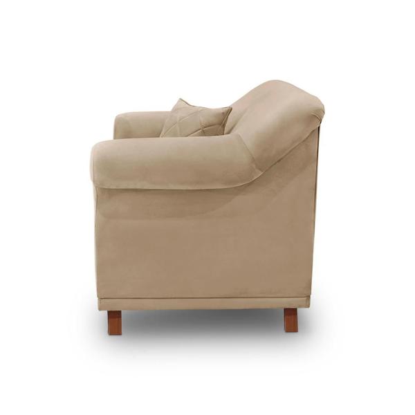 Imagem de Poltrona Decorativa com 1 Almofada Armstrong Suede Bege G63 - Gran Belo