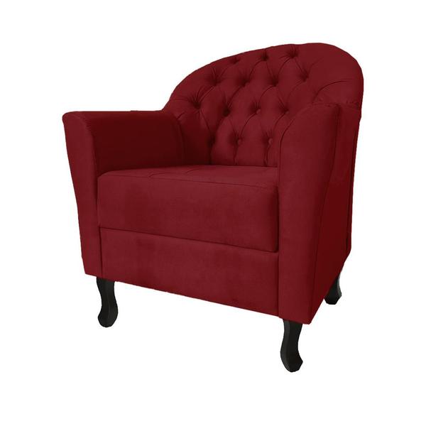 Imagem de Poltrona Decorativa Com Capitone Para Hall de Entrada Júlia Suede Vermelho - DL Decor