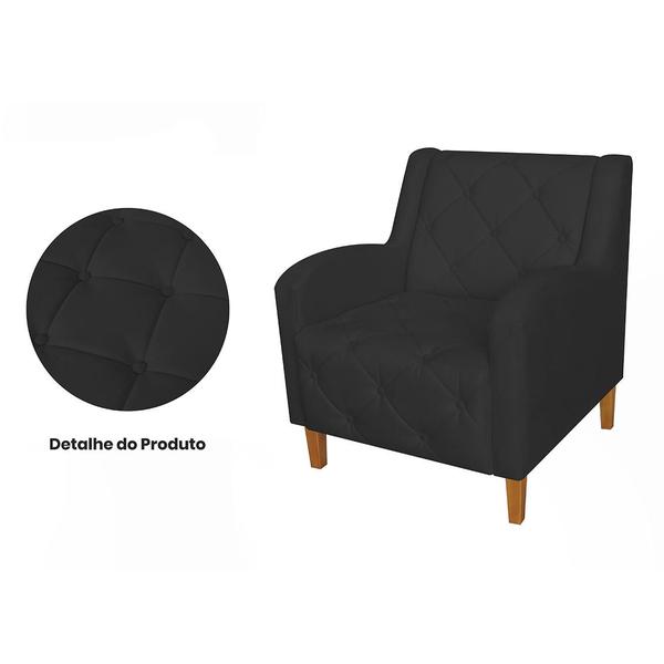 Imagem de Poltrona Decorativa Com Capitone Para Quarto Munique Suede Preto  - LM DECOR