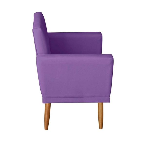 Imagem de Poltrona Decorativa com Estrutura Madeira Maciça Pés Palito Nina Roxo Mafer