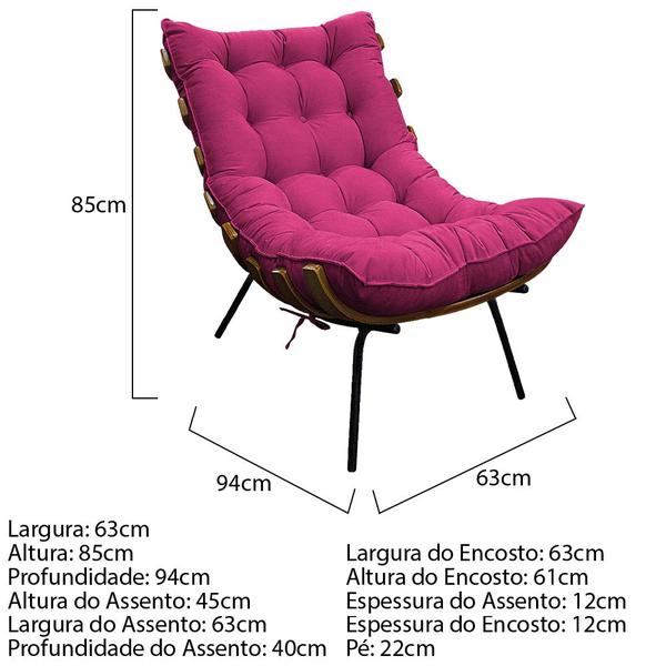 Imagem de Poltrona Decorativa Costela Base Fixa Suede Pink - Doce Sonho Móveis