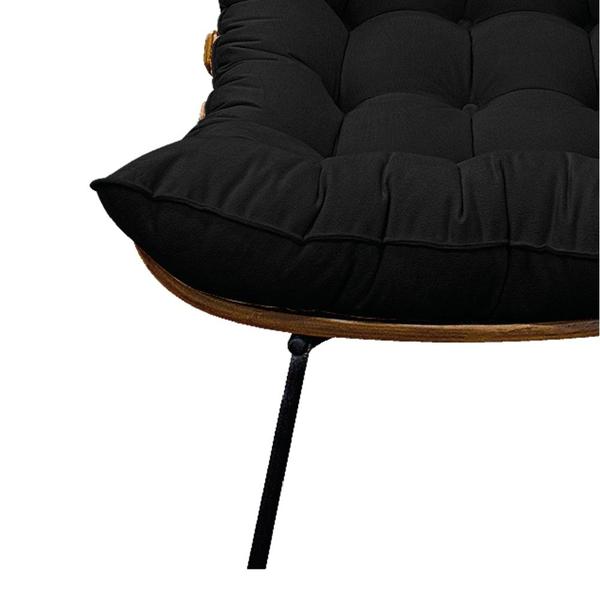 Imagem de Poltrona Decorativa Costela Base Fixa Suede Preto - Amarena Móveis