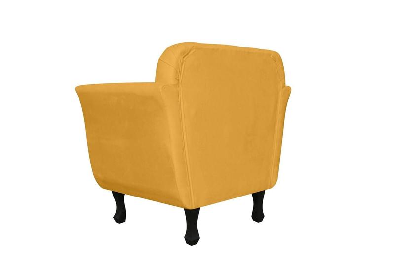 Imagem de Poltrona Decorativa Dália Suede Amarelo Pés Madeira Mz Decor