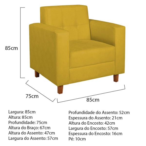 Imagem de Poltrona Decorativa Denver Suede Amarelo - ADJ Decor