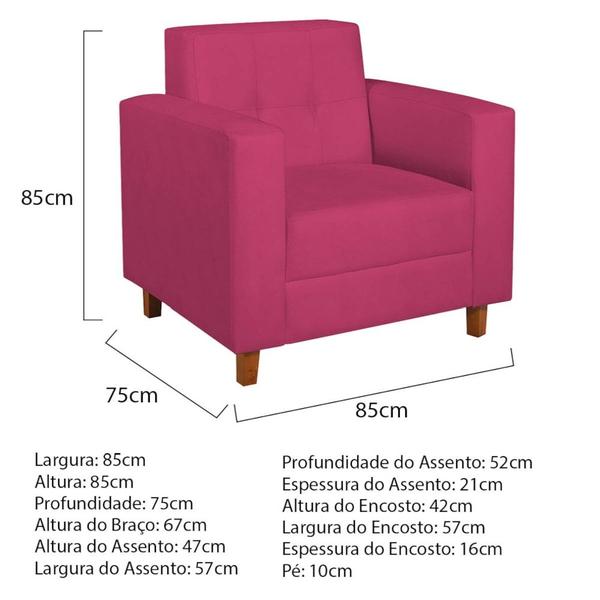 Imagem de Poltrona Decorativa Denver Suede Pink - AM Decor