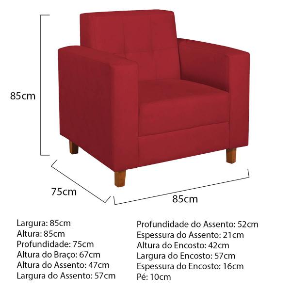 Imagem de Poltrona Decorativa Denver Suede Vermelho - ADJ Decor