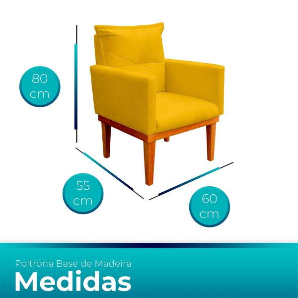 Imagem de Poltrona Decorativa Duda Com Base De Madeira Para Sala E Qua