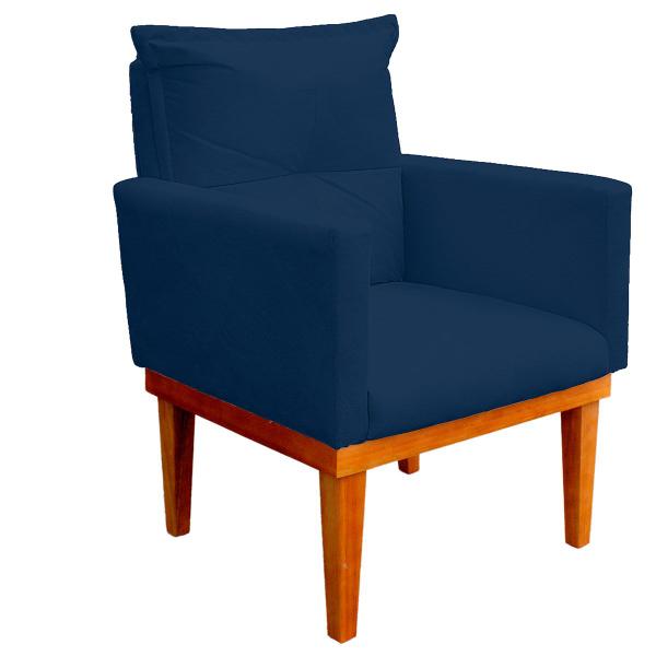 Imagem de Poltrona Decorativa Duda com Base de Madeira para Sala e Quarto Suede Azul - Jylcrom