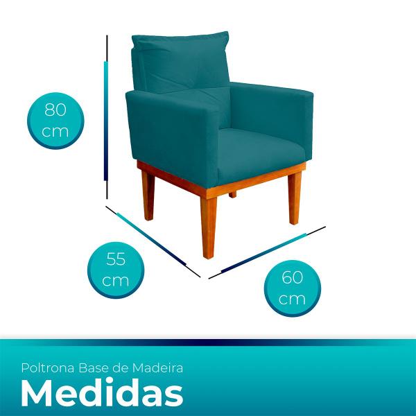 Imagem de Poltrona Decorativa Duda com Base de Madeira para Sala e Quarto Suede - Jylcrom