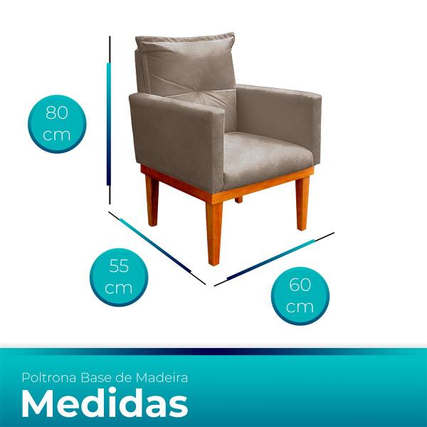 Imagem de Poltrona Decorativa Duda com Base de Madeira para Sala e Quarto Suede - Jylcrom