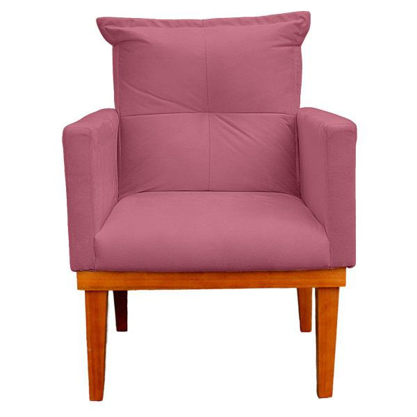 Imagem de Poltrona Decorativa Duda com Base de Madeira para Sala e Quarto Suede Rose - LH Decor