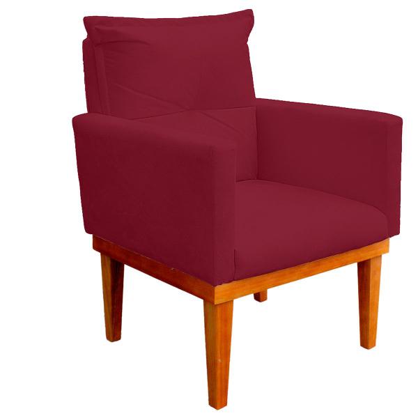 Imagem de Poltrona Decorativa Duda com Base de Madeira para Sala e Quarto Suede Vermelho - LH Decor