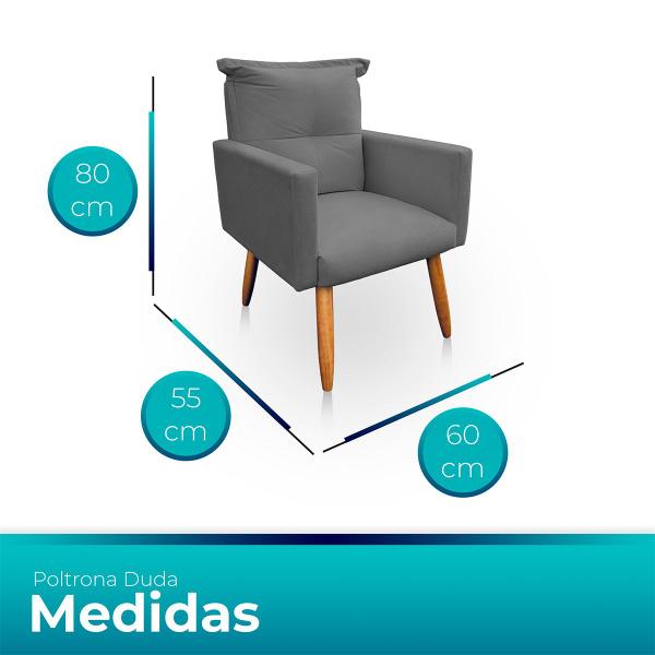 Imagem de Poltrona Decorativa Duda para Sala e Quarto Suede Cinza - LH Decor