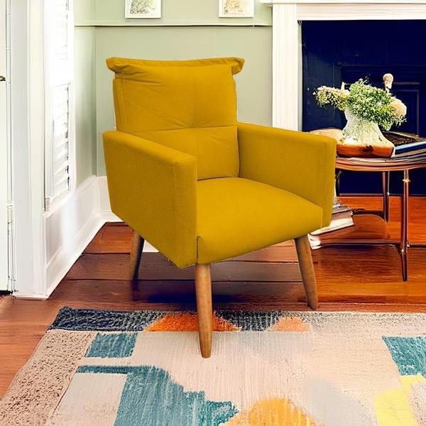 Imagem de Poltrona Decorativa Duda Sala E Quarto Suede Amarelo Jylcrom