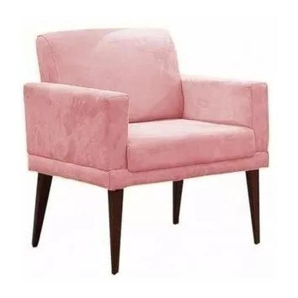 Imagem de Poltrona Decorativa Emília Pés Palito Suede Rosa - DS Estofados 