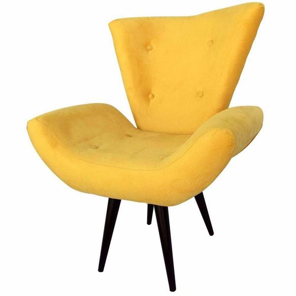 Imagem de Poltrona Decorativa Emília Pés Tabaco Suede Amarelo - SA Móveis