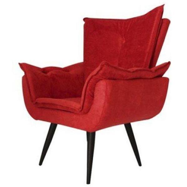 Imagem de Poltrona Decorativa Emília Plus Pés Palito Suede Vermelho - SA Móveis