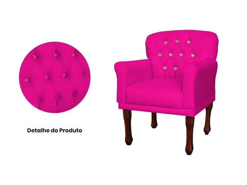 Imagem de Poltrona Decorativa Ester Couro Rosa Pink Pés Madeira Mz Decor