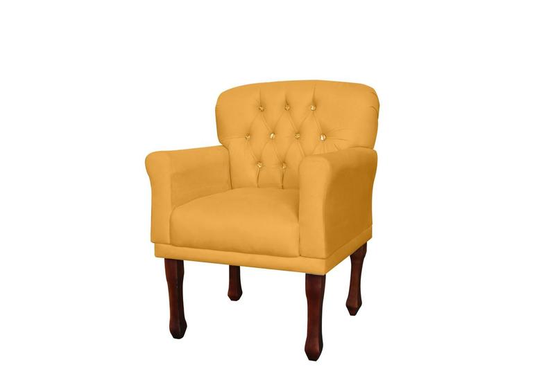 Imagem de Poltrona Decorativa Ester Suede Amarelo Pés Madeira Ms Decor