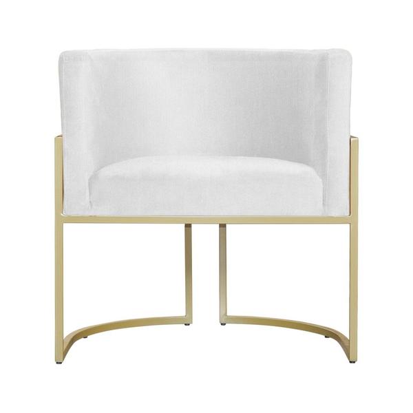 Imagem de Poltrona Decorativa Estofada Base de Ferro Sala Luana Suede Branco - DL DECOR