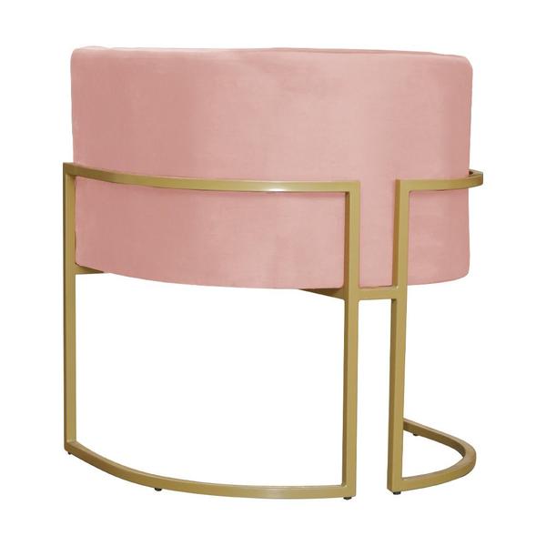 Imagem de Poltrona Decorativa Estofada Base de Ferro Sala Luana Veludo Rosa Nude - DL DECOR