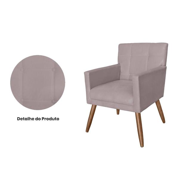 Imagem de Poltrona Decorativa Estofada Para Hall de Entrada Luiza Suede Rose - DL Decor