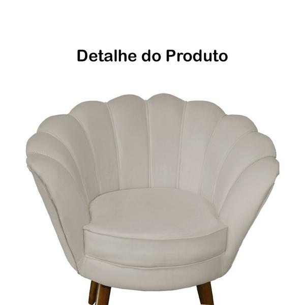 Imagem de Poltrona Decorativa Estofada Para Quarto Closet Pétala Suede Bege - DL DECOR