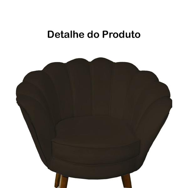 Imagem de Poltrona Decorativa Estofada Para Quarto Closet Pétala Suede Marrom - DL DECOR