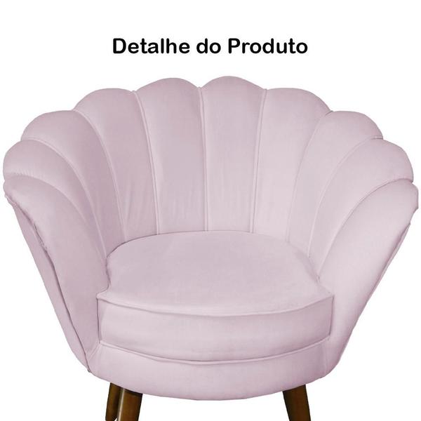 Imagem de Poltrona Decorativa Estofada Para Quarto Closet Pétala Suede Rosa Bebe - LM DECOR