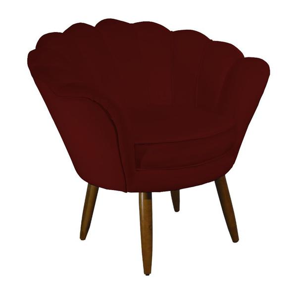 Imagem de Poltrona Decorativa Estofada Para Quarto Closet Pétala Suede Vermelho Bordo - DL DECOR