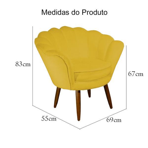 Imagem de Poltrona Decorativa Estofada Para Quarto Closet Pétala Veludo Mostarda - LM DECOR